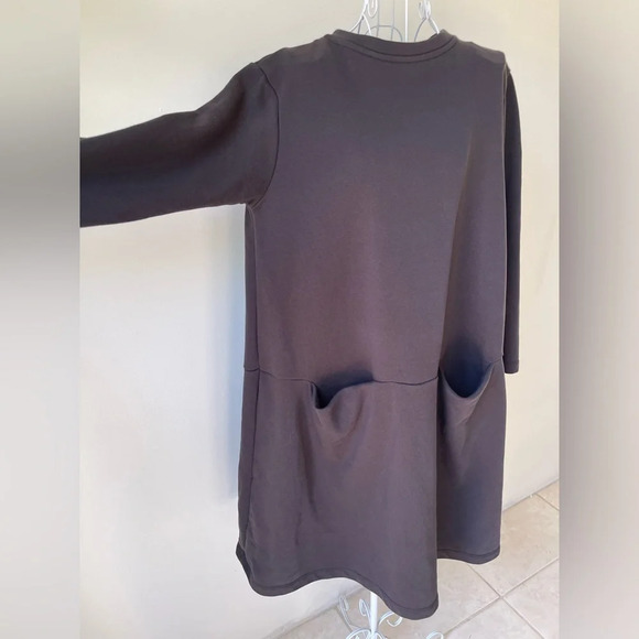 Urban by alembika sweatshirt midi dress front pockets cotton long sleeve black 2 - Picture 9 of 10